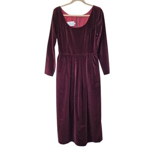 Suttles & Seawinds Velvet Burgundy Maxi Dress Vintage Like New